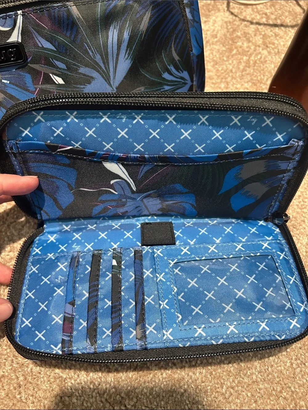 Lug Blue Tropical Print Crossbody Bag and Matching Wallet